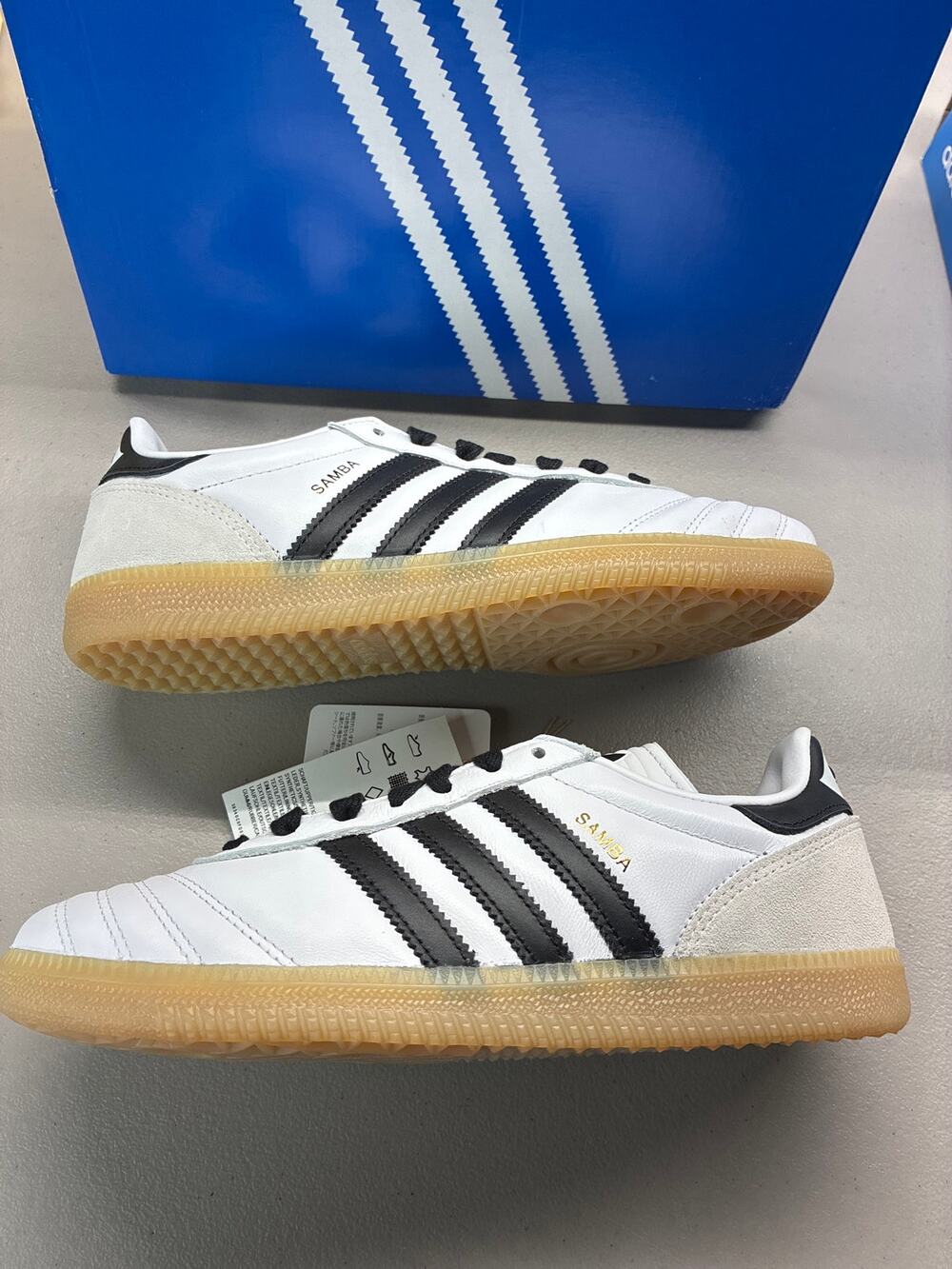 New adidas Originals Samba JP White Black Gum Leather Sneaker JQ1327 Size 6